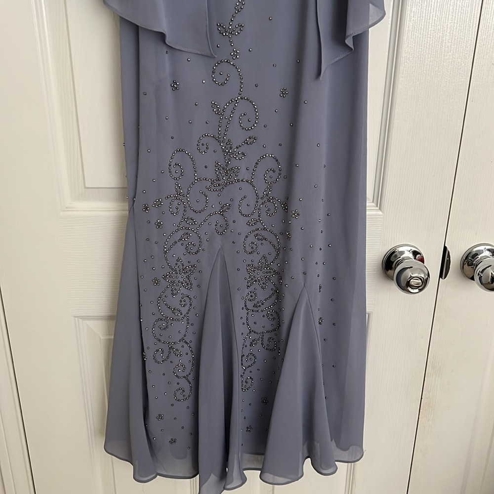 R&M RICHARD’S ELEGANT LONG DRESS WITH JACKET•COLOR IS PERIWINKLE/LAVENDER - Picture 6 of 16